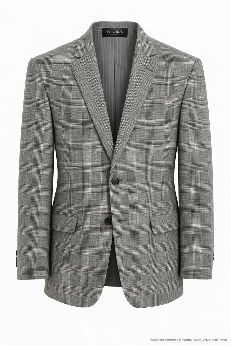 Jos A Bank Linen Wool Glen Plaid Sport Coat Classic Mens Blazer 47L Classic